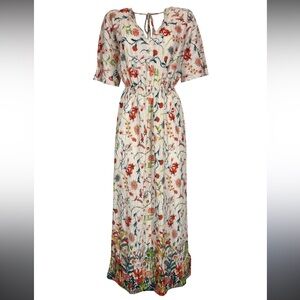 LA FEE MARABOUTEE women's floral pattern midi dress FF-RO-SAFOU-A 98% cotton 38